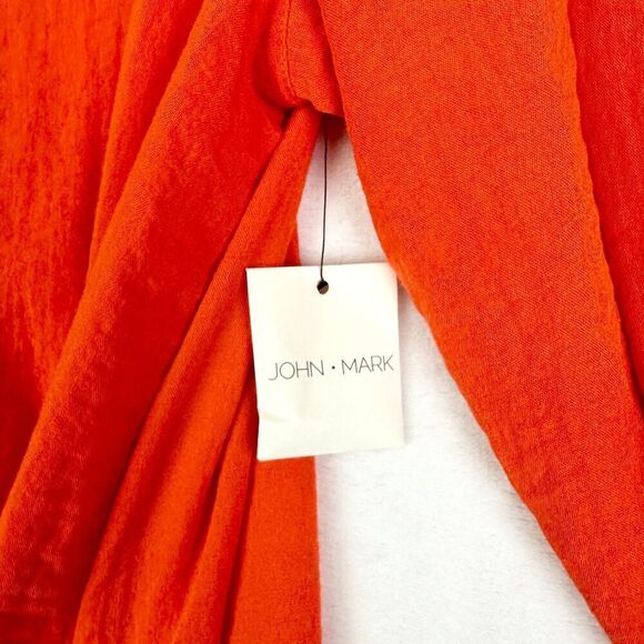 John Mark Wire Collar Button Up Tunic Size Large Orange Artsy Lagenlook NEW - Picture 8 of 9